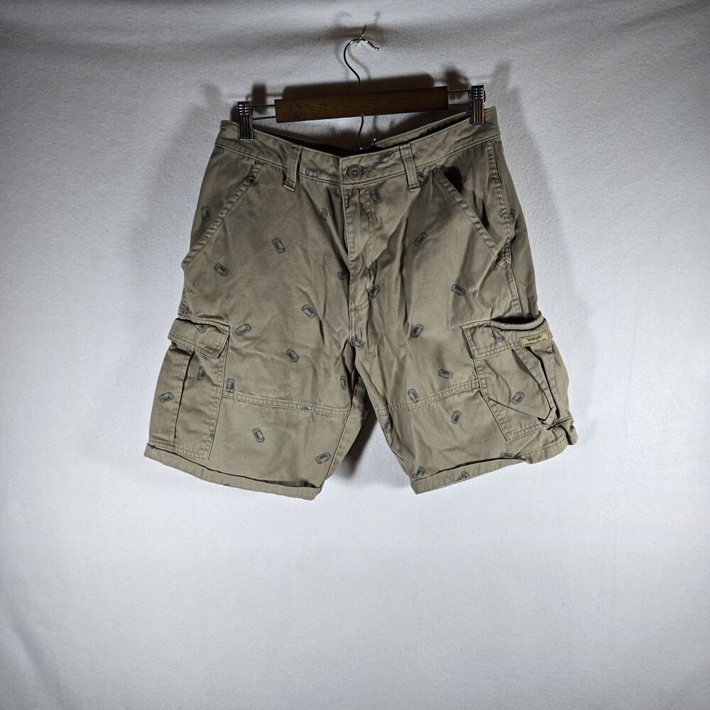 Wrangler Perfomance Series Mens Cargo Shorts Size 32 Beige Outdoor High Rise